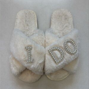 Faux Fur 'I DO' Slippers